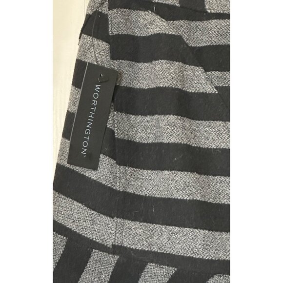 Worthington Mini Skater Skirt Wool Blend Black/Gray Stripes Women's Size 8 - Picture 15 of 16